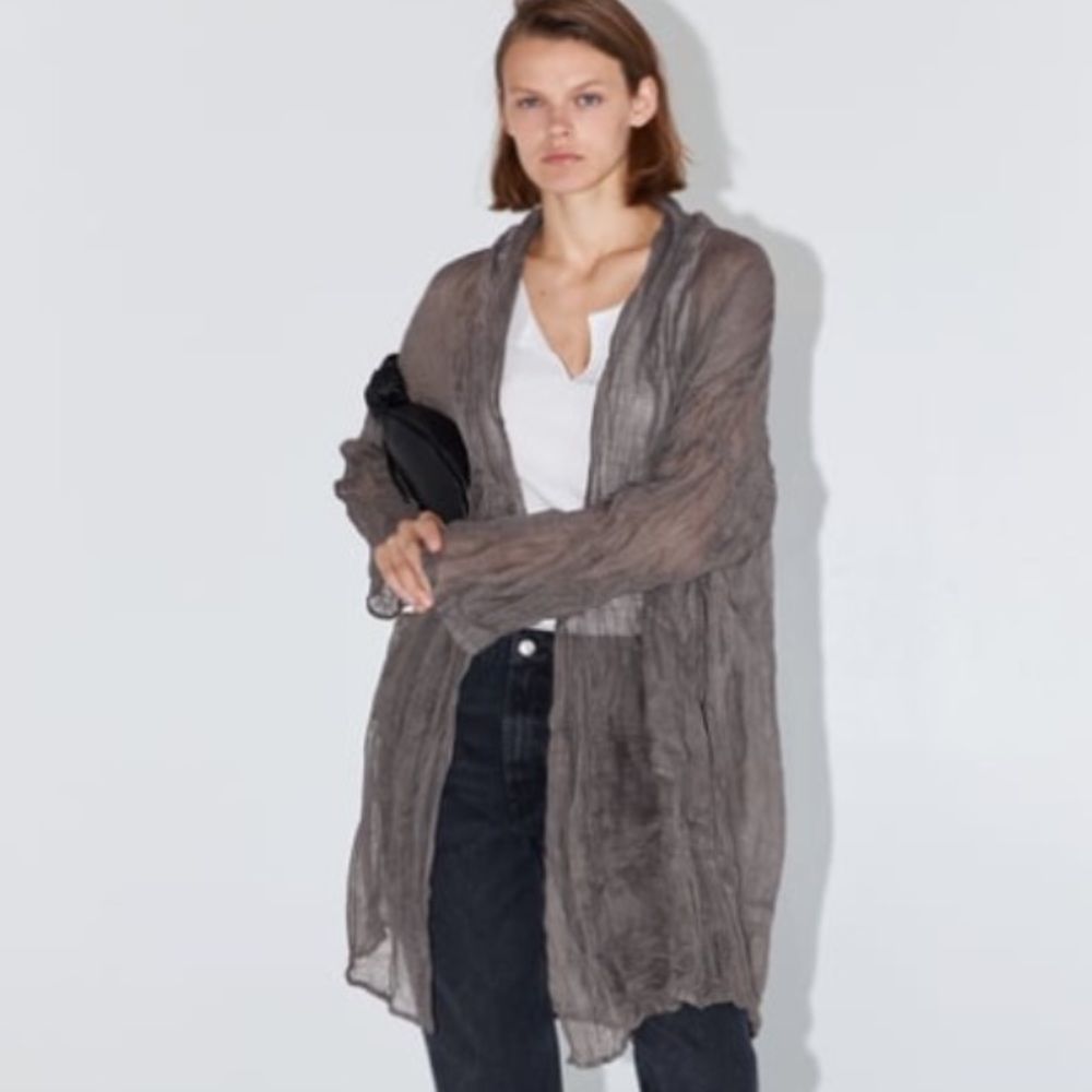 New size M/L long collar jacket with front pocket
